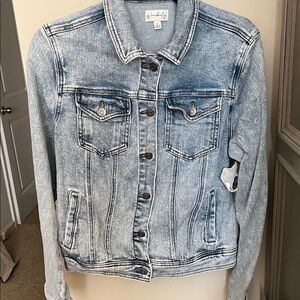Wonderly Light Blue Washed Denim Jacket Size Large New with tag